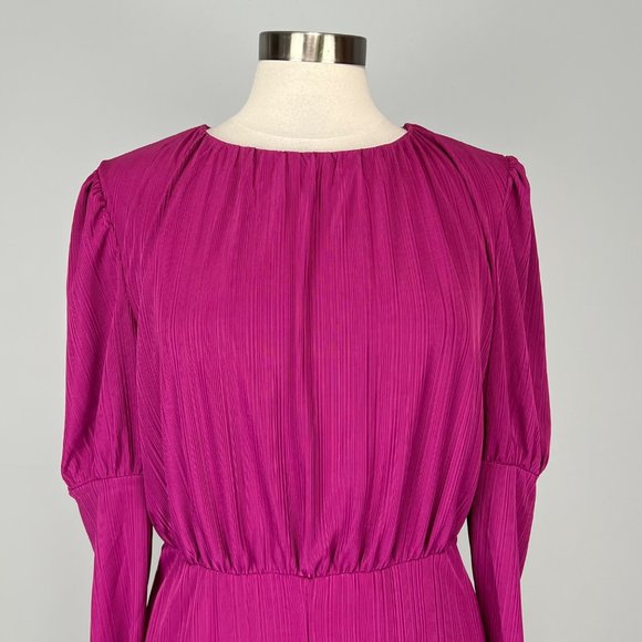 NSR Nordstrom Womens Long Sleeve Open Back Midi Dress Fuchsia Pink size Large - Picture 2 of 15